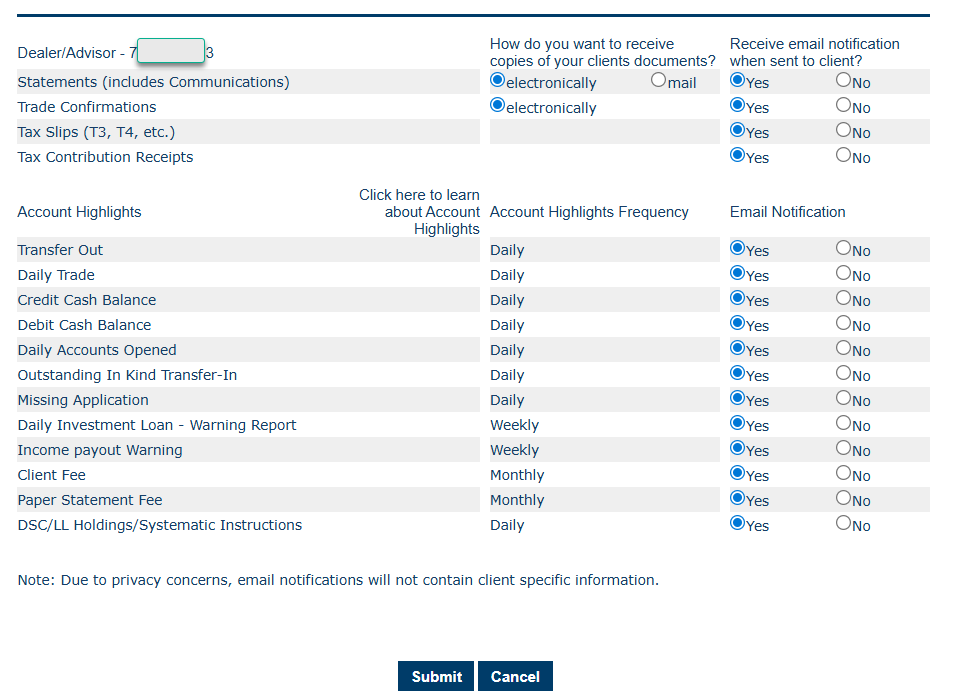 FAQ - My Settings - eAlerts