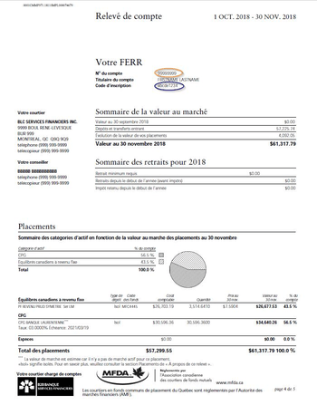 Exemple de relevé de compte